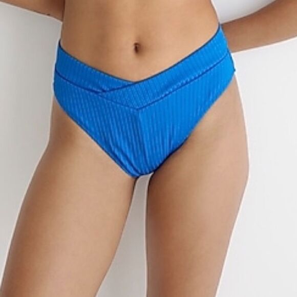 NWT J.Crew Ribbed cross-front cheeky bikini bottom in black size 2X - Picture 9 of 10